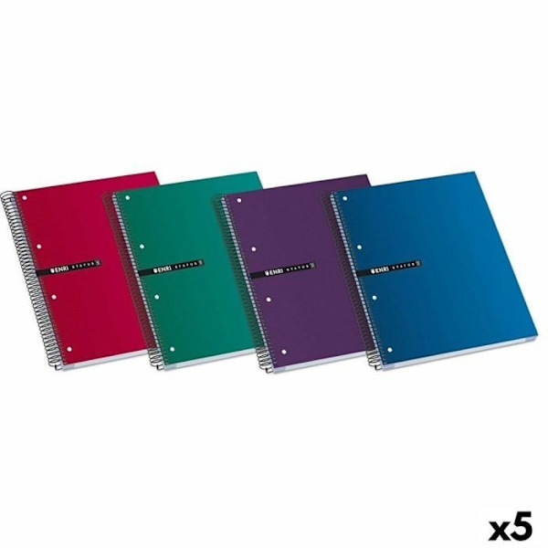 Enri Notebook - 100435671 - Multicolor A4 Notebook 160 paneler (5 enheder)