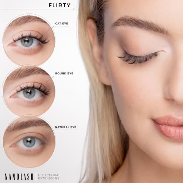 Falske vipper - Nanolash - FLIRTY - 36 klaser - Sort - Til selvpåføring Sort