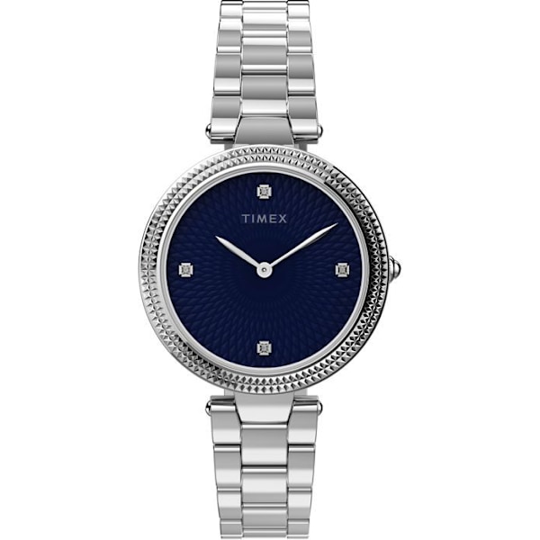 Kvinnoarmband - Timex - TW2V24000 - Silver/Stål - Blå Urskiva - Vattentålighet 5 ATM Silver, Blå