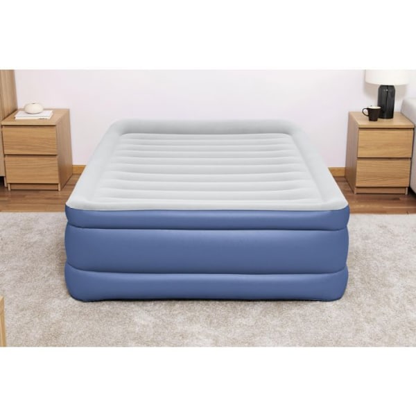 Oppustelig seng - Bestway - Tritech - 152 x 203 x 46 cm - 2 personer - Indbygget pumpe Mørkegrå og beige