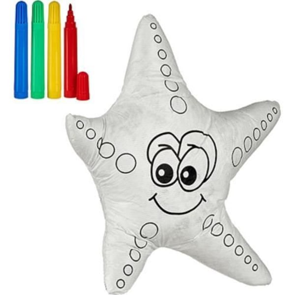 Farvningsspil plush - Pincello - Sællstjerne - 26 x 26 x 7 cm - 5 dele - Genanvendelig efter vask vit, svart, blå, grön, gul, röd