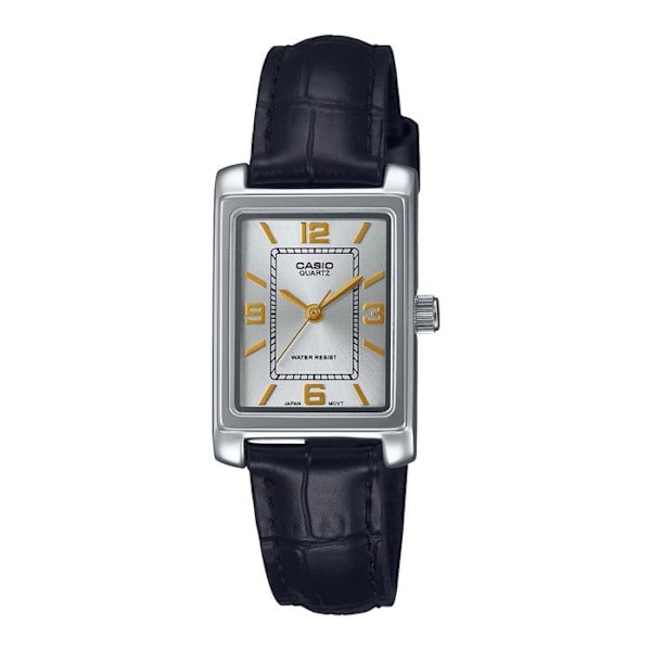 Casio Ur - Kvinder - LTP-1234PL-7A2EF - Sort Læderrem - Vandtæt 3 ATM Svart