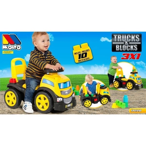Camion Trotteur 3 i 1 - MOLTO - Uddannelseslegetøj - Gul - Unisex - Lyd effekter
