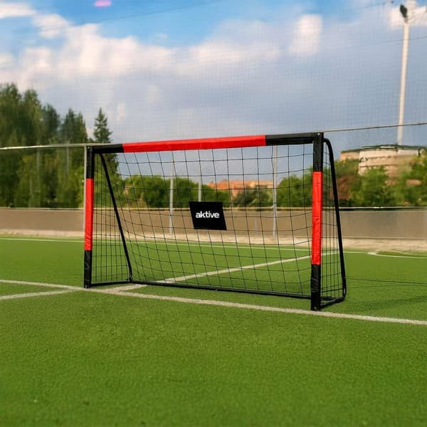 Fodboldmål til mobil brug - AKTIVE - 180x120x60 cm - Stålstruktur - Polyester net - 5 fastgørelsespæle Sort