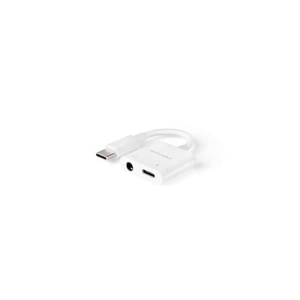 USB-C til Jack audioadapter - Nano Cable - 11,5 cm - Hvid - PD 60W - 24 bit / 48 kHz - Plug and Play - Kompakt