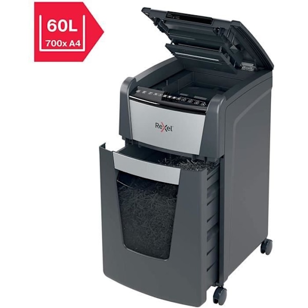 Dokumentskredsrivare - REXEL - Auto+ 300M - Mikrosäkerhetsskärning P5 - 300 Ark - 60 Liter