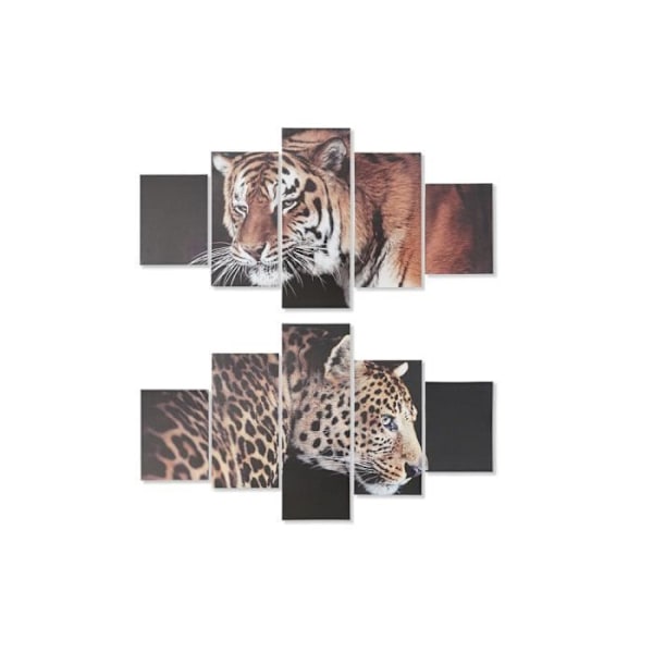 Cadre DKD Home Decor Tigre Pin Lærred (2 stk)