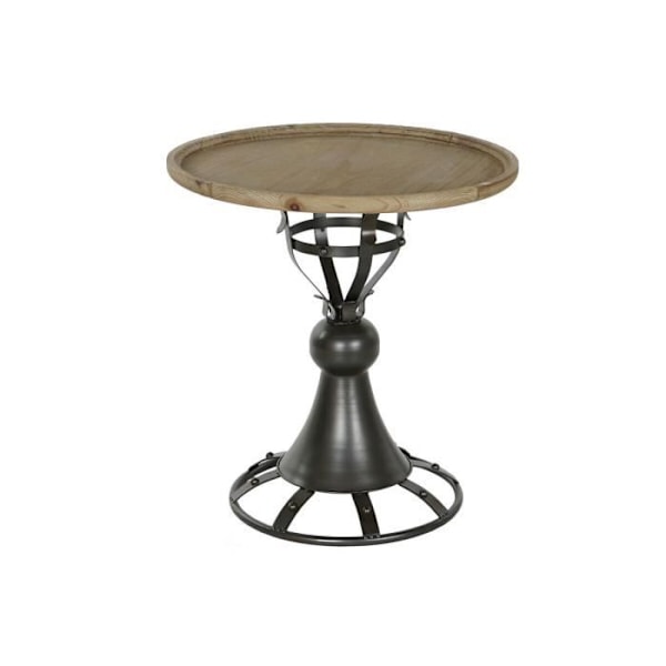 vintage naturligt sidebord, sort metal, gran 60 cm - Farve: SORT