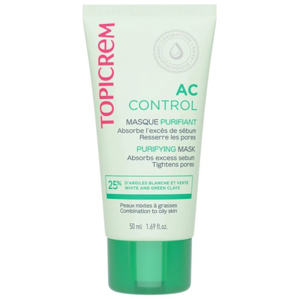 Maske - Topicrem - AC - 50ml - Rensende - Fedtet hud - Fugtgivende