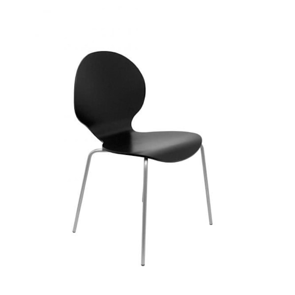 PIQUERAS Y CRESPO Modelo Peñ as - Pack 4 sillas confidentes con estructura cromada - Asiento y respaldo de madera color negro