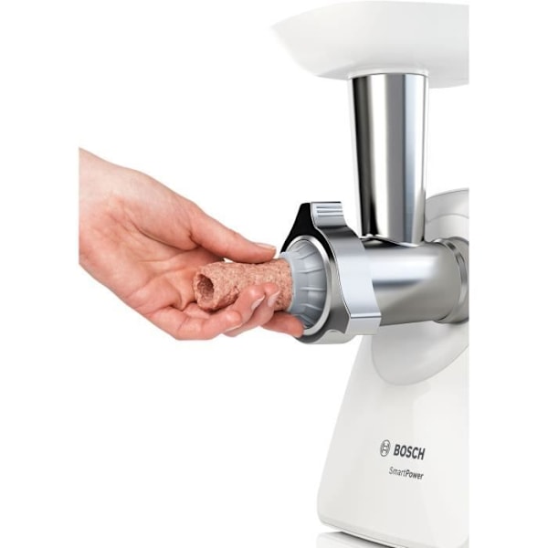SmartPower-liha-leikkuri - BOSCH - MFW2520W - 2 leikkuutreisua - Makkararuiske - Valkoinen vitt och grått