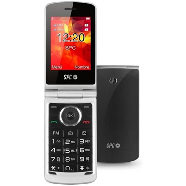 SPC Opal - Flip mobiltelefon med stor skærm, store bogstaver og knapper, ekstra høj lydstyrke, fjernopsætning Sort, Grå
