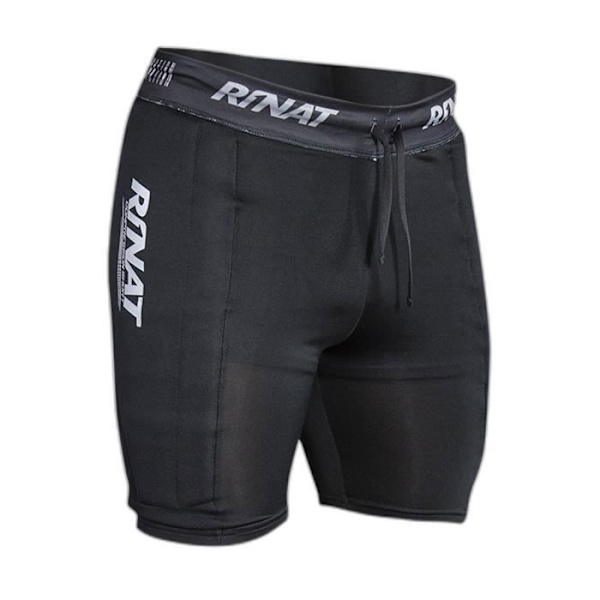 Målmandsshort - RINAT - Sort/sølv - Elastisk - Hoftebeskyttelse - Voksen Sort/sølv M