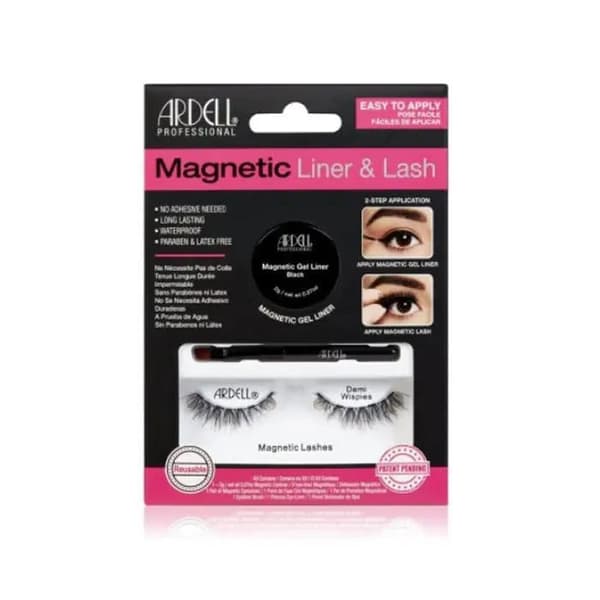 Faux vipper - Ardell - Demi Wispies - Magnetisk - Sort - Sæt med gel og børste Sort