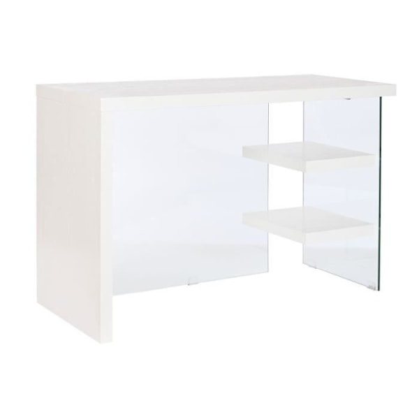transparent vit skrivbordsglas trä mdf 120 x 50 x 76 cm