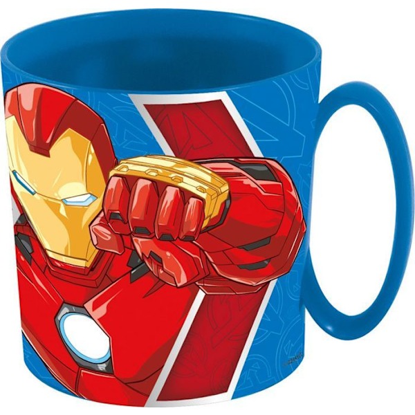 Mugg barn - Tataway - Marvel Avengers - Iron Man - Captain America - 350 ml - Blå plast Blå