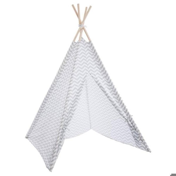 Tipi til børn - ATMOSPHERA - Grå - Polyester og poppel - Hvidt og gråt zigzag print Grå