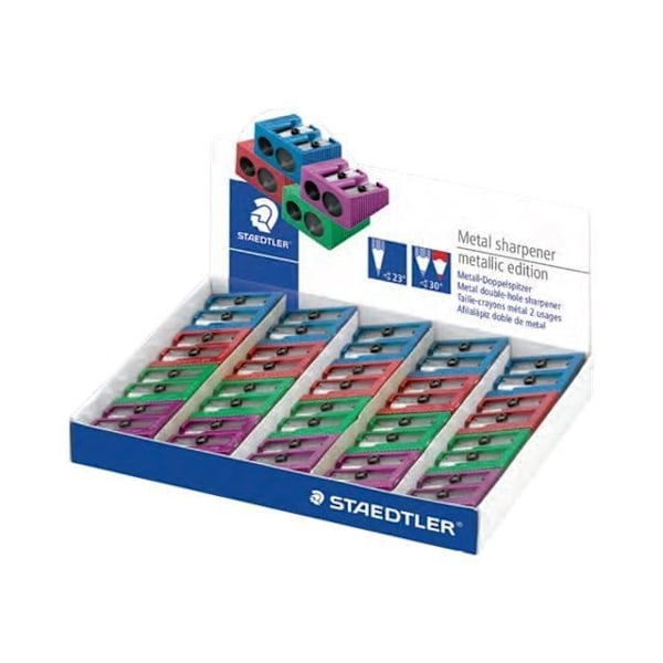 STAEDTLER 510 20 2-reikäinen lyijykynänteroitin valikoima metallivärejä (20 kpl)