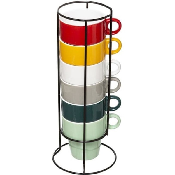 Set med 6 capucinokoppar med metallstöd - JJA - Runda - 28 x 13,5 cm - Vuxen