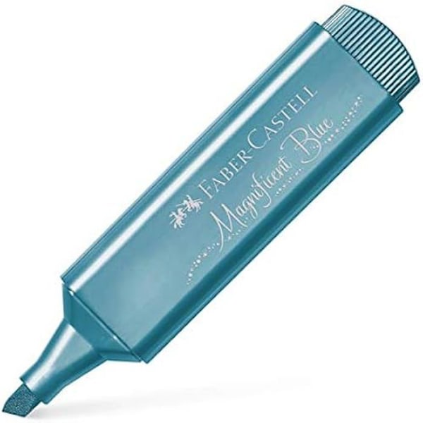 Textliner 46 pen - Faber-Castell - Vandbaseret blæk - Holdbar mejselspids - Æske med 10 kuglepenne Metallisk blå