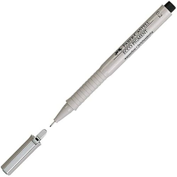Ecco Pigment blækpen 0,2 mm - FABER-CASTELL - Fin spids - Vand- og lysbestandig sort blæk Svart