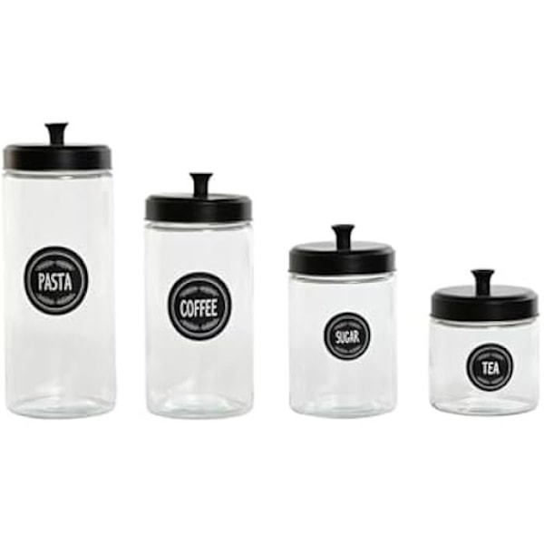 Gryder - HOME ESPRIT - Sæt med 4 - Metal og glas - Sort - 10,4 x 10,4 x 26,4 cm Flerfärgad
