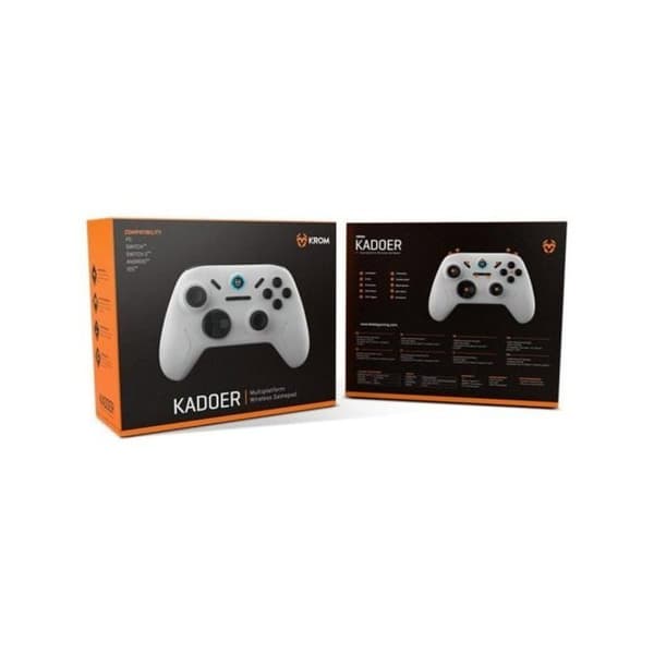 Gamepad Krom Kadoer Bluetooth v5.0 Dual Vibrations Turbo PC Switch Android iOS Hvid hvid