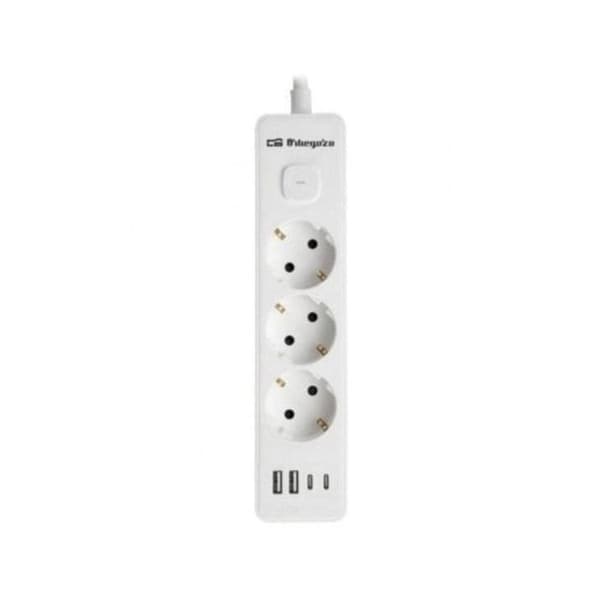 Regleta Orbegozo EN 3100 3 stik til strøm 2 USB 2 USB-C kabel 1.4m hvid
