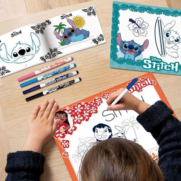 Piirustussarja - LISCIANIGIOCHI - STITCH - Tuoksuvat tussit - Värikynät, tarrat Flerfärgad