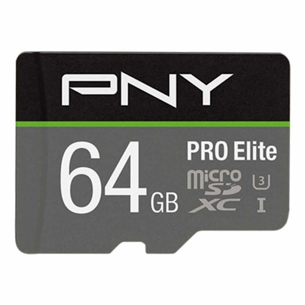 PNY Pro Elite 64 GB Micro SD-hukommelseskort - Klasse XC Klasse 10 / UHS-I U3A1 V30+SD