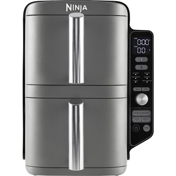 NINJA luftfritösk - Double Stack XL SL400EU - Kapacitet 9,5L - 6 matlagningsprogram - 2470W Grå