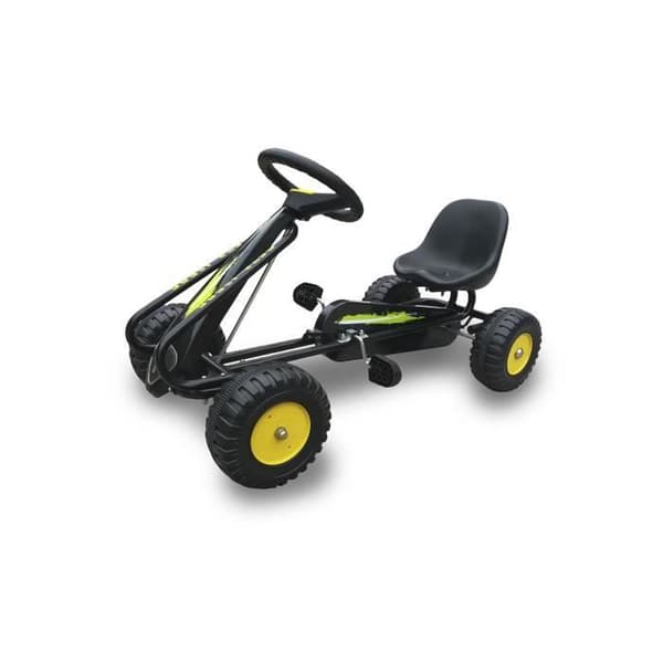 Pedalbil - Go Kart - Sort - Justerbart sæde - 4 hjul - 30 kg maks Sort