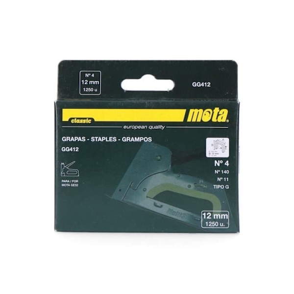 Häftklamrar Antal 4 12mm 1000 Enhet. Gg412 Mota - GENERISK - Kontorsmaterial - Vit - Typ A - Manual