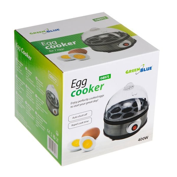GreenBlue automatisk äggkokare, effekt 400W, upp till 7 ägg, måttbägare, 220-240V~, 50 Hz, GB572 svart stål