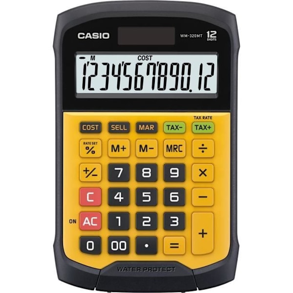 Bordregner - CASIO - WM-320MT-W-EC - Solcelledrevet - Sort / Gul Sort, Gul