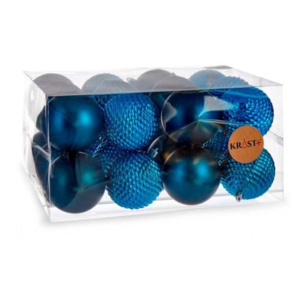 setti sinisiä muovisia joulupalloja ø 8 cm (6 kpl)