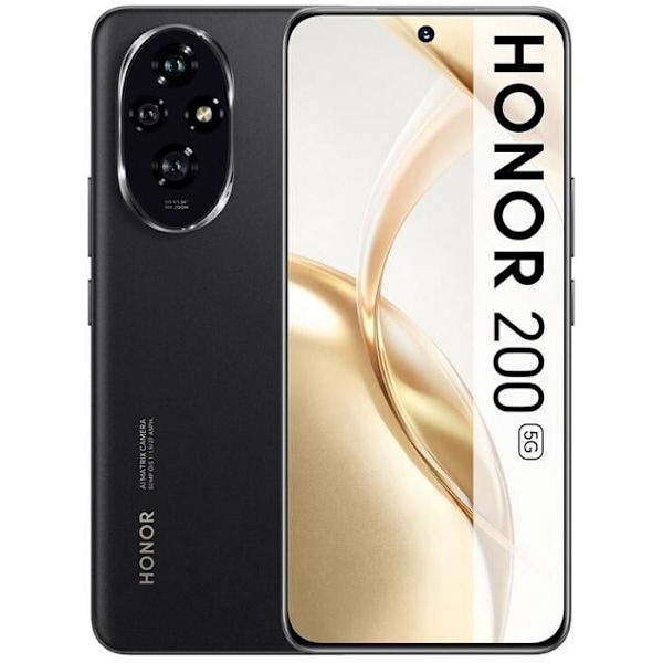 HONOR 200 5G 12GB 512GB Sort 6,7” AMOLED 120Hz Snapdragon 7 Gen 3 5200mAh Hurtigopladning 100W smartphone Sort