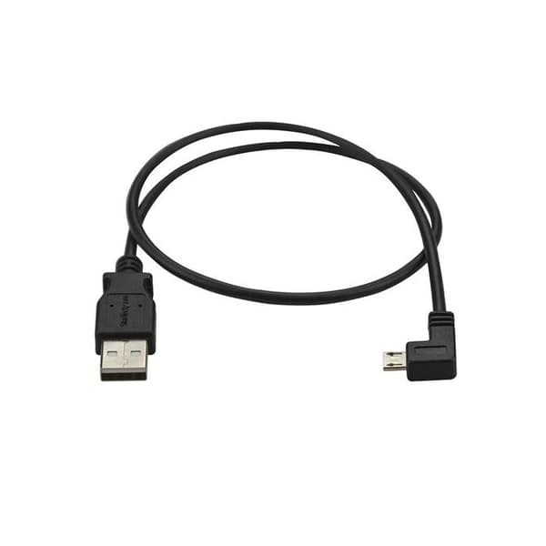 50 cm venstrevinklet USB til Micro USB-kabel - STARTECH - Sort - Afskærmet