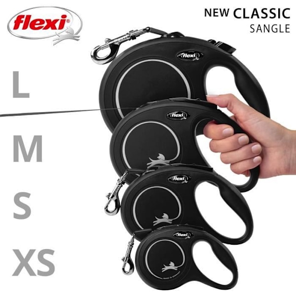 Talutin Uusi Classic L Tape 8 m musta Flexi CL30T8-251-S-20 sort