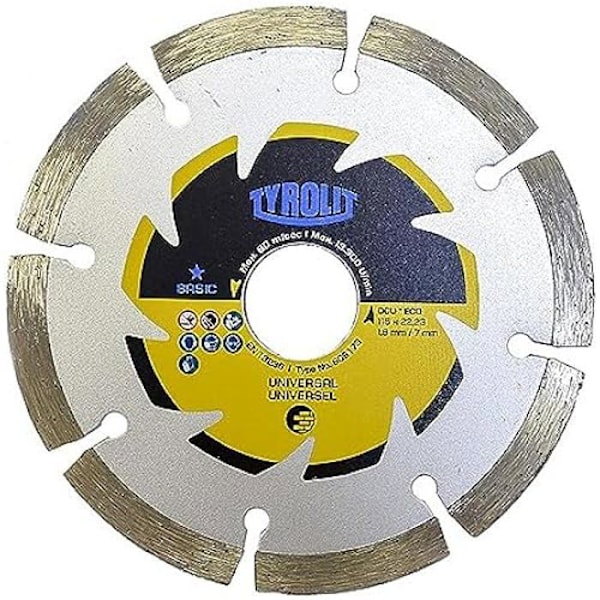 Universal diamantklinga - TYROLIT - 115 x 1,8 x 22,2 - Snabb skärning och självkylning