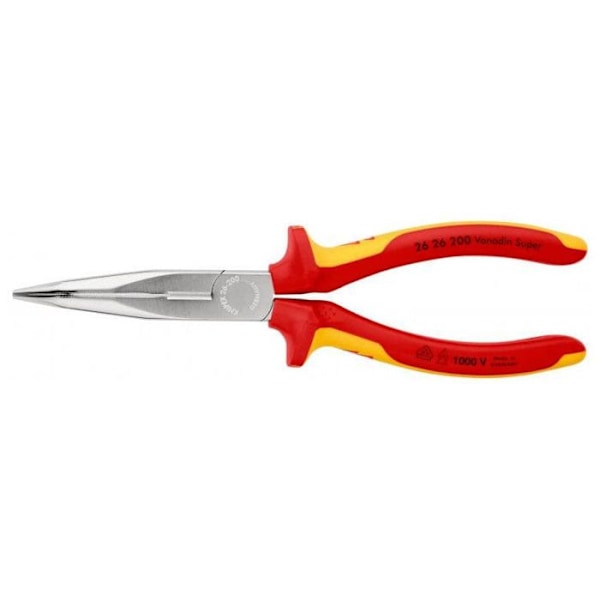 KNIPEX halvrund næsetang - VDE - 40° vinklet kæbe - Ribbede skær - Vanadiumstål - Orange