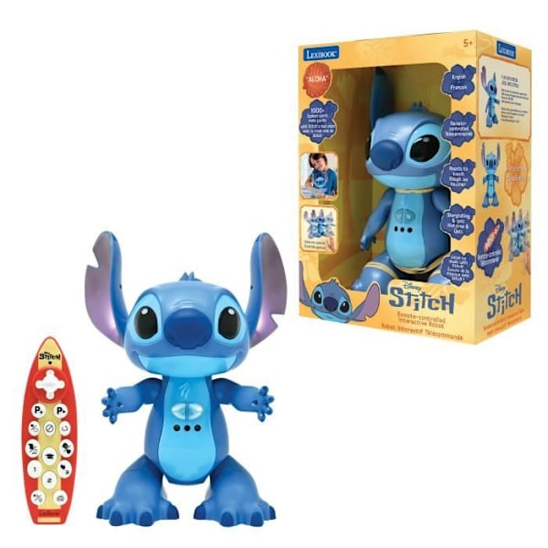 Lexibook - Bilingual and interactive remote-controlled Stitch robot, with the real voice of Stitch