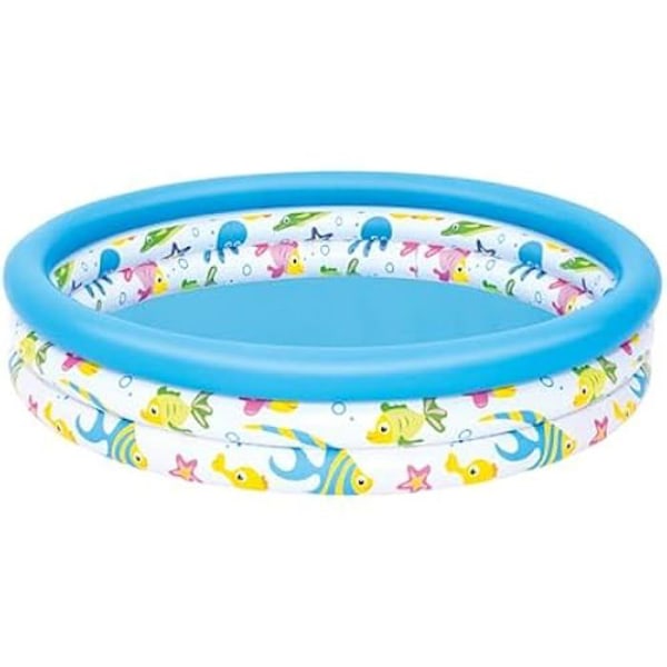 Uppblåsbar plaskpool - BESTWAY - Reef Crew™ - 1,22 m x 25 cm - Färgglad design - Stabil struktur Flerfärgad