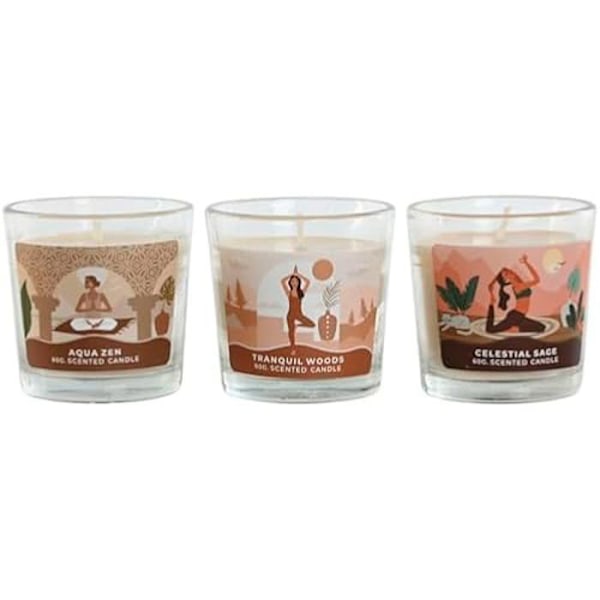 Doftljus - HOME ESPRIT - Set om 3 - Flerfärgat - 60 g - Modern design Flerfärgad
