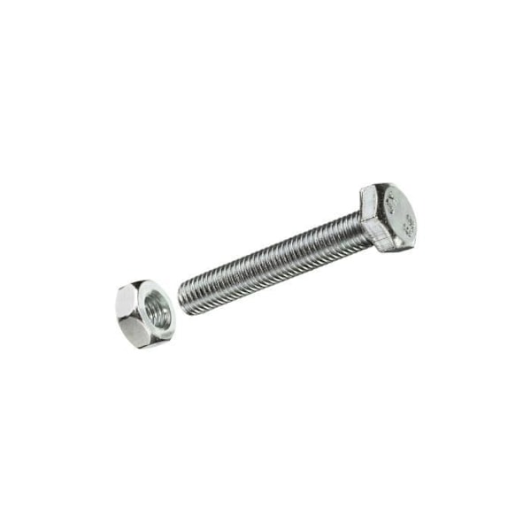 Ruuvi ja mutteri - GENERIC - M 6x10mm - Sinkki - Kuusikulmainen pää - Kuusikulmamutteri