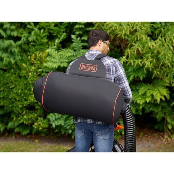 BLACK+DECKER Ledningsbaseret støvsuger, blæser og nedbryder - BEBLV300-QS - 3000 W - 72L pose - Bi-rørsystem Orange, Svart