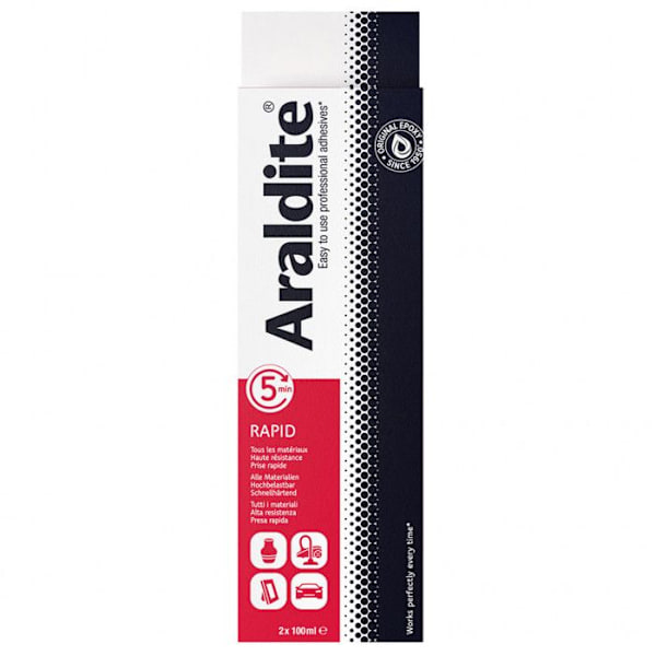 To-go epoxy klæbemiddel - CYANOLIT - Araldite - Raprid rød - 2 x 100 ml - Hurtig hærdning - Høj modstand - Multi-materialer