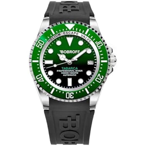 Bobroff BF0002bv-BFSTN grønt gummi automatisk herreur 42mm Grön