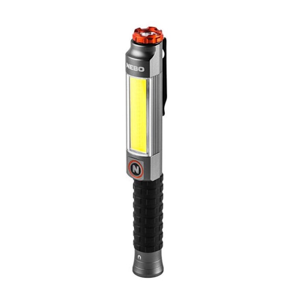 NEBO Big Larry arbejdslys på 3.600 lumen lommelygte med COB arbejdslys, magnetisk lommeclipsbase til belysning Sort, Grå