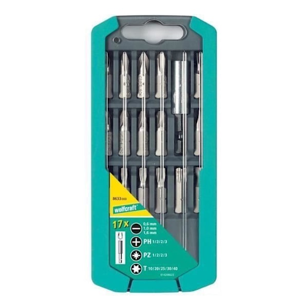Skruetrækker bits boks - WOLFCRAFT - 17 stk